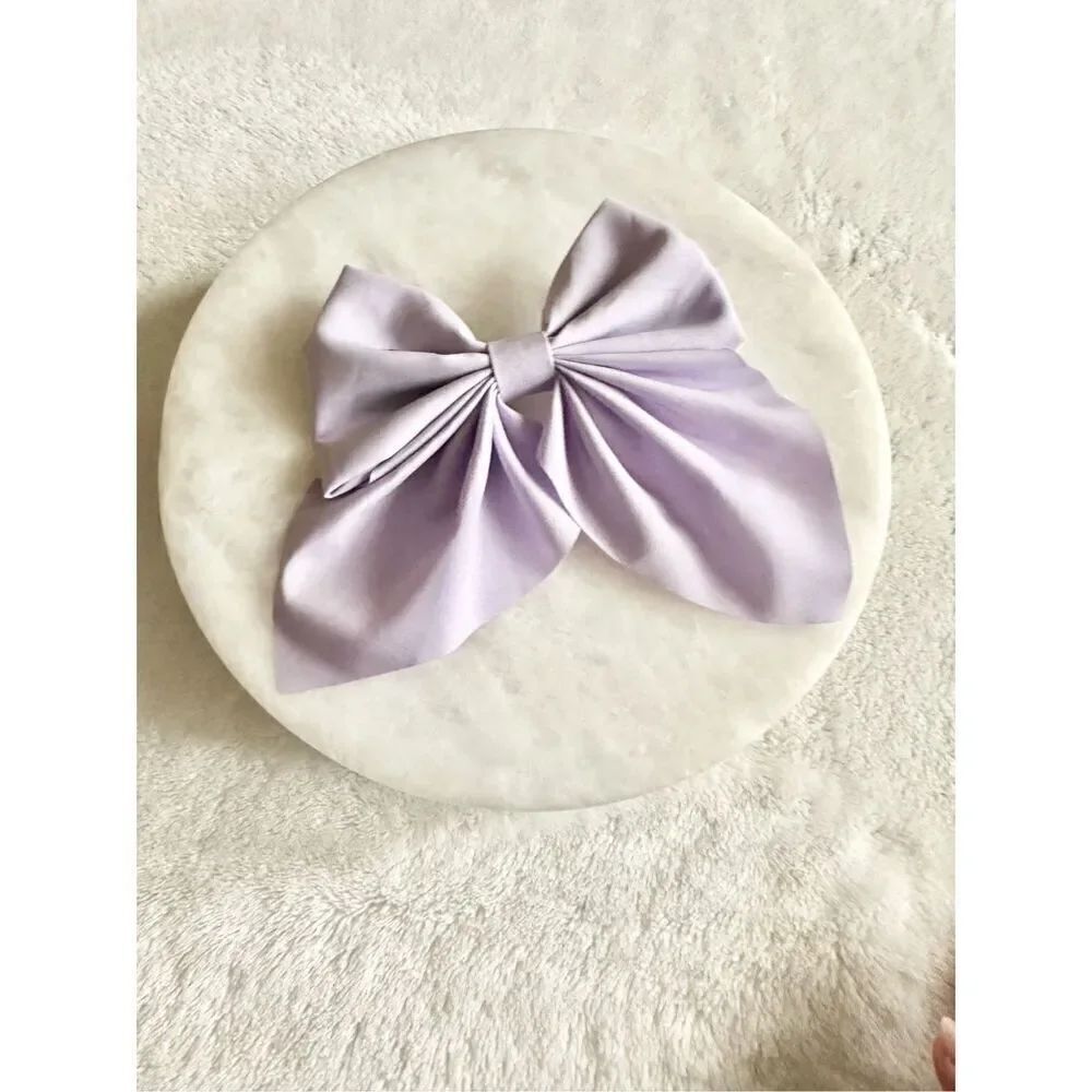 Light purple satin hair bow with clip